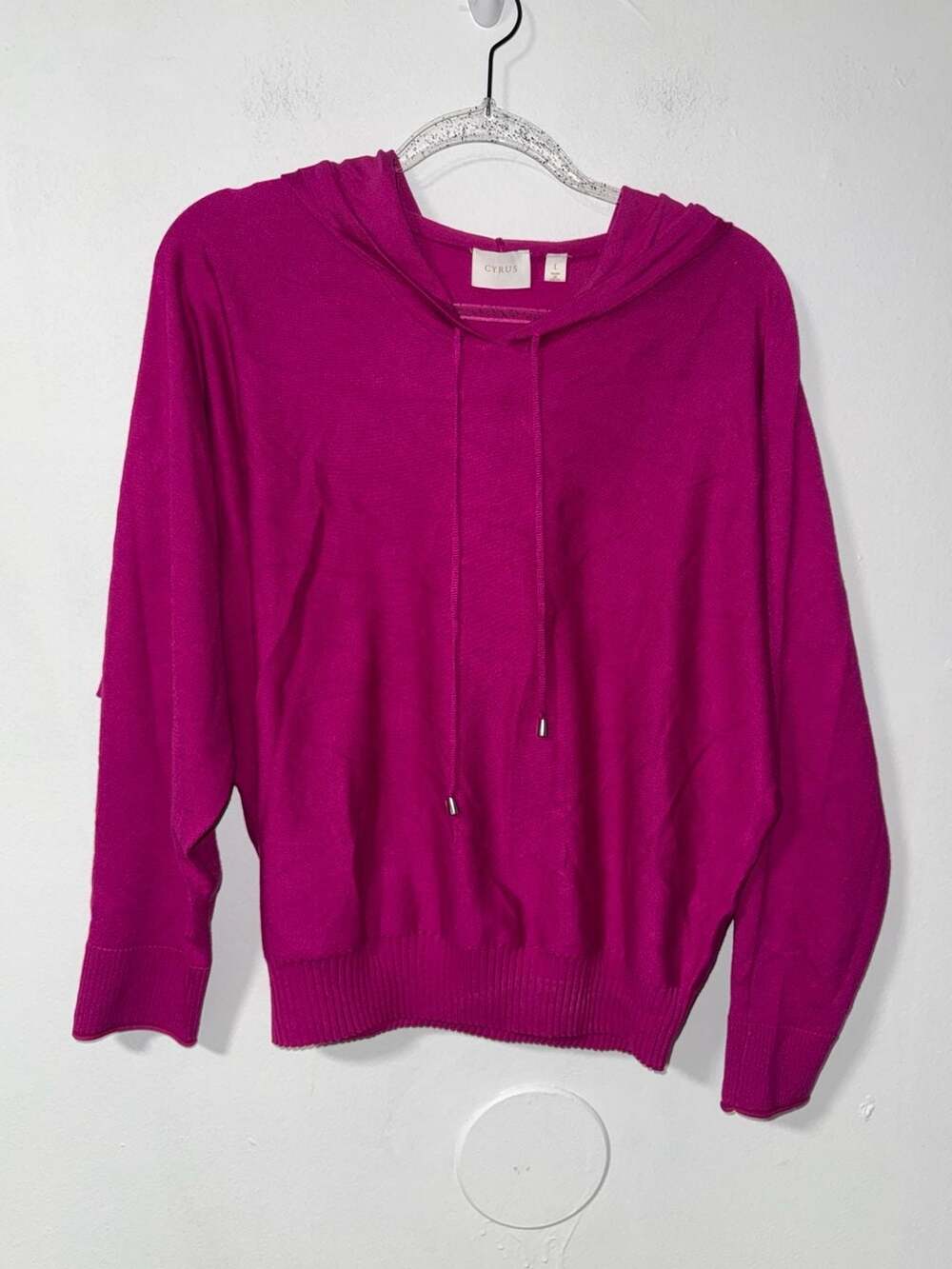 Cyrus Hoodie Size L Pink Knit Sweater